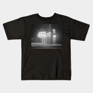 Movie Theater at Night, 1941. Vintage Photo Kids T-Shirt